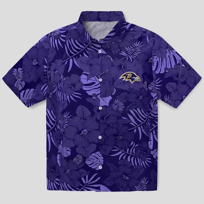 Football Baltimore Ravens Hawaiian Shirt - Jungle Vibes Purple Edition
