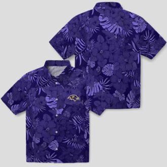 Football Baltimore Ravens Hawaiian Shirt - Jungle Vibes Purple Edition