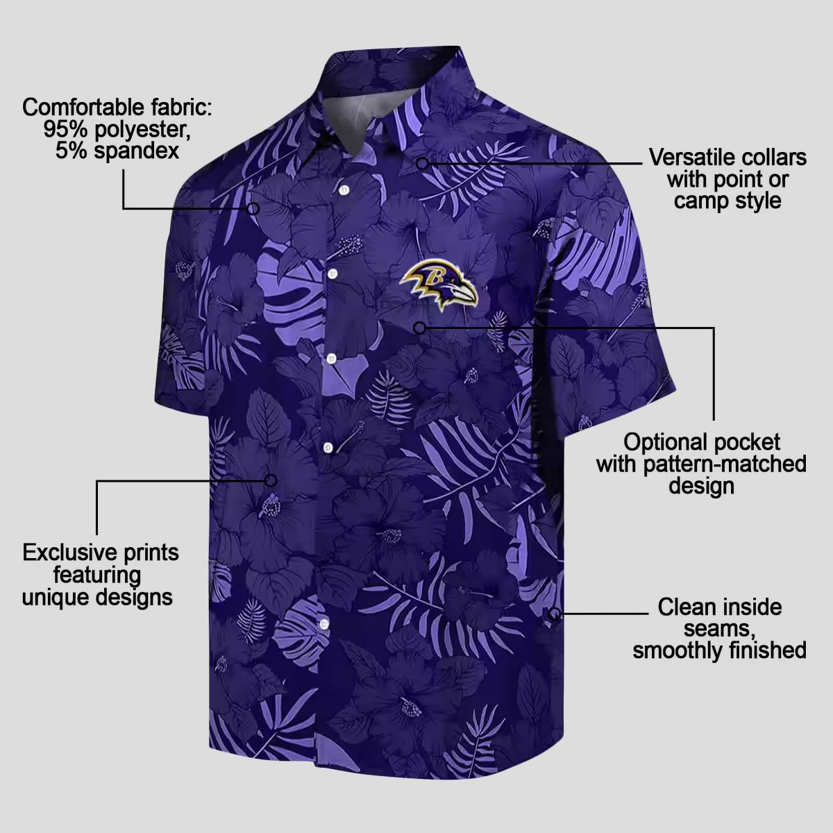 Football Baltimore Ravens Hawaiian Shirt - Jungle Vibes Purple Edition