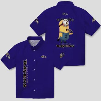 Football Baltimore Ravens Stuart Minion Purple Hawaiian Shirt