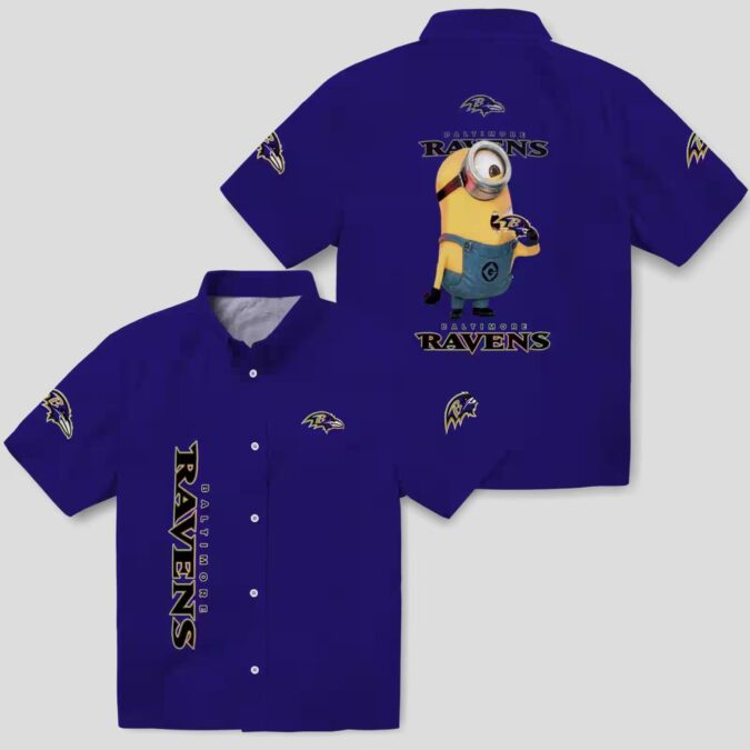Football Baltimore Ravens Stuart Minion Purple Hawaiian Shirt