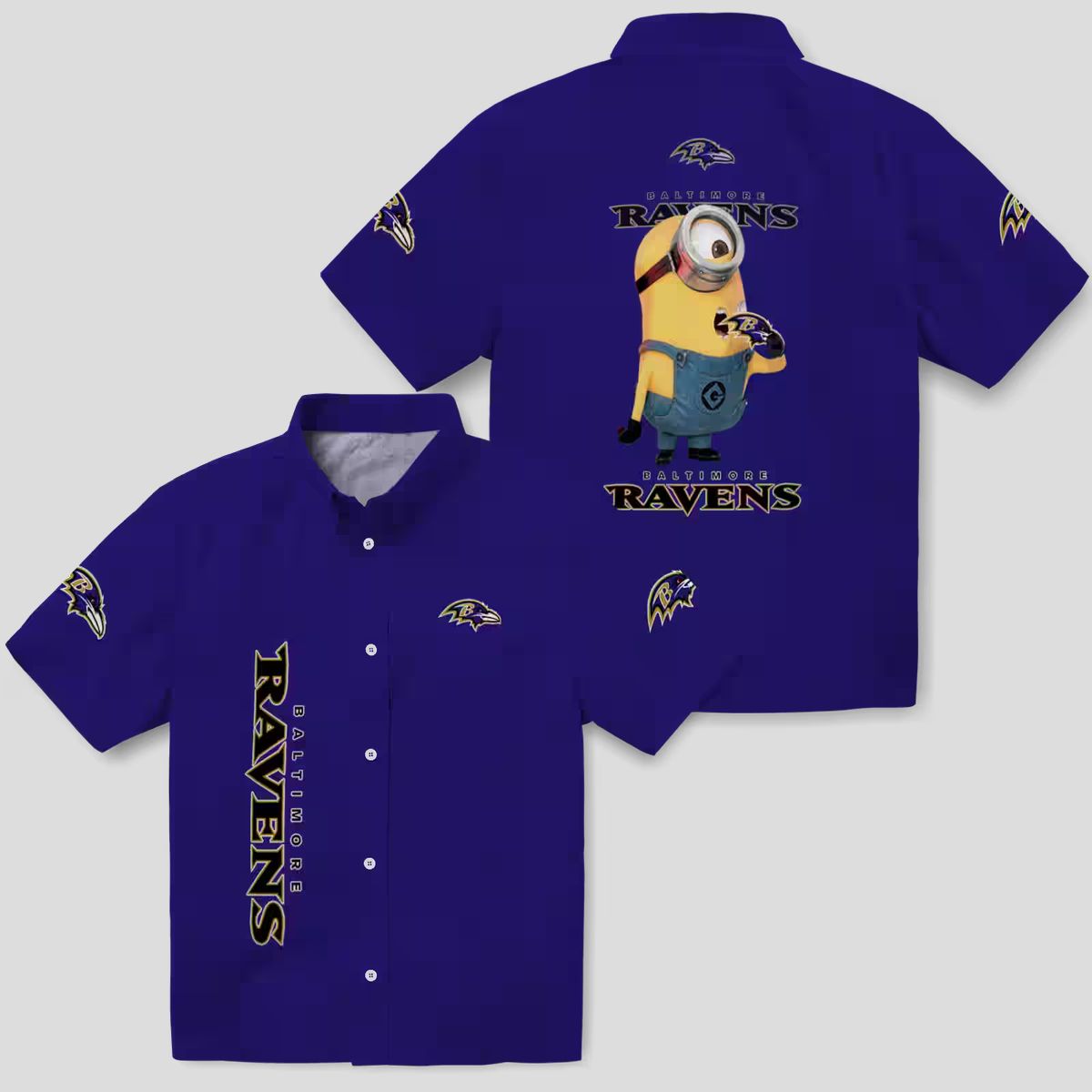 Football Baltimore Ravens Stuart Minion Purple Hawaiian Shirt