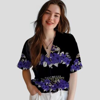 Football Fan Aloha Hawaiian Shirt – Baltimore Ravens Hibiscus Stripe Purple Edition