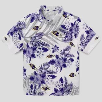 Hawaiian Shirt for Ravens Fans – Purple Floral & Palm Leaf Pattern