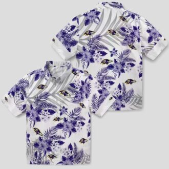 Hawaiian Shirt for Ravens Fans – Purple Floral & Palm Leaf Pattern