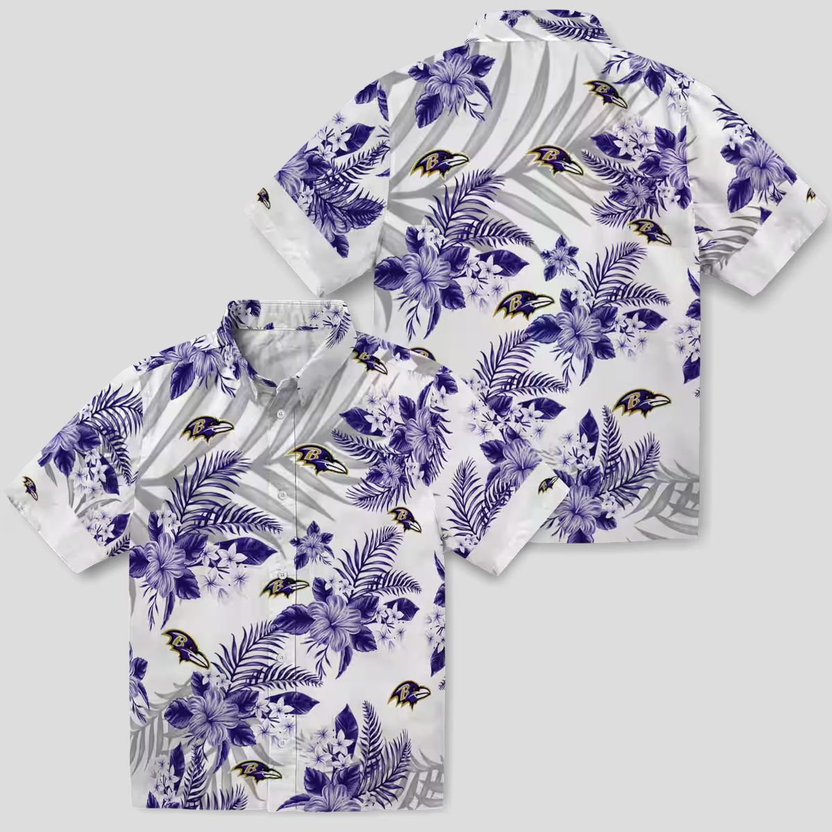Hawaiian Shirt for Ravens Fans – Purple Floral & Palm Leaf Pattern
