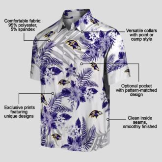 Hawaiian Shirt for Ravens Fans – Purple Floral & Palm Leaf Pattern