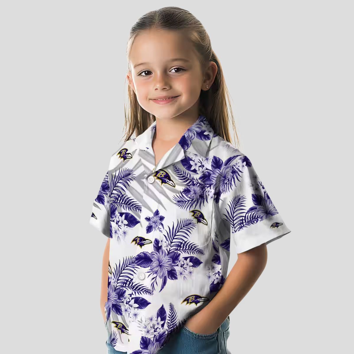Hawaiian Shirt for Ravens Fans – Purple Floral & Palm Leaf Pattern