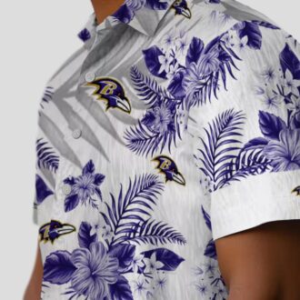 Hawaiian Shirt for Ravens Fans – Purple Floral & Palm Leaf Pattern