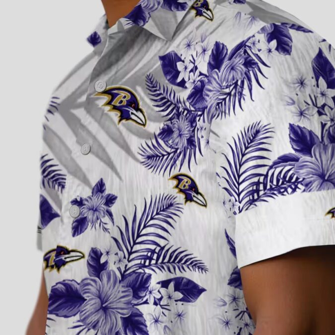 Hawaiian Shirt for Ravens Fans – Purple Floral & Palm Leaf Pattern