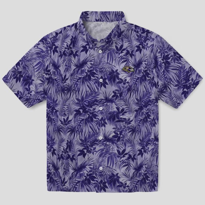 Leafy Pattern Baltimore Ravens Purple Hawaiian Shirt