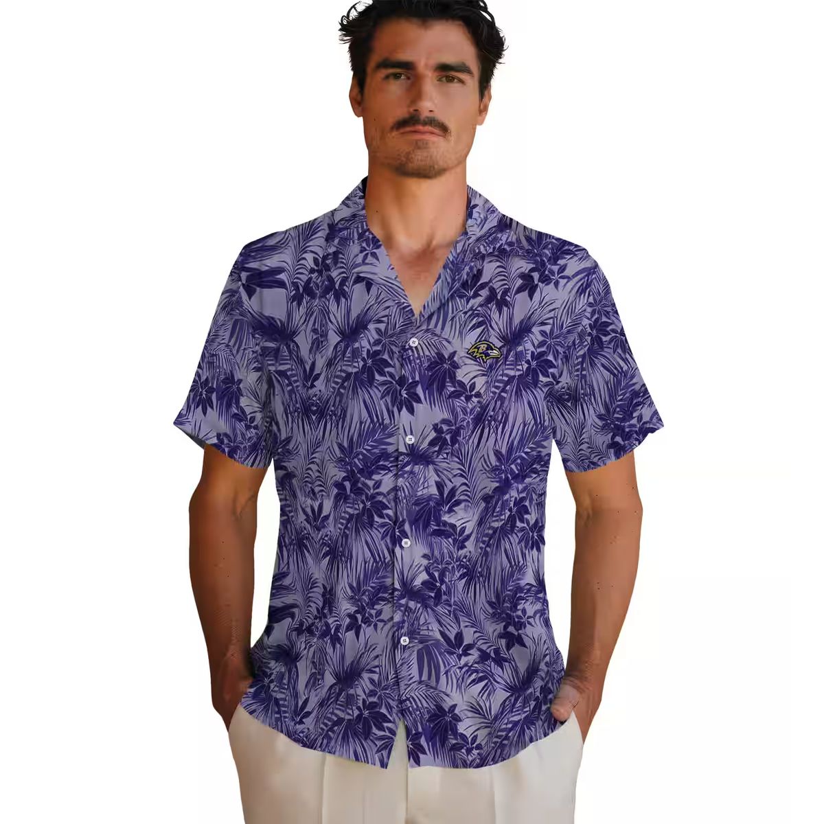 Leafy Pattern Baltimore Ravens Purple Hawaiian Shirt