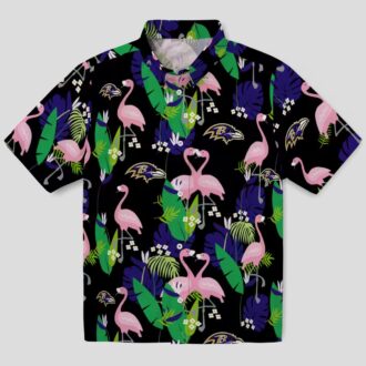 NFL Baltimore Ravens Hawaiian Shirt, Flamingo Foliage Purple Green Tropical Wear