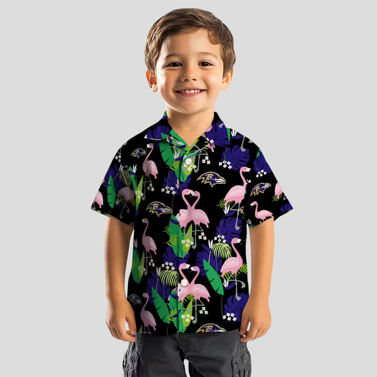 NFL Baltimore Ravens Hawaiian Shirt, Flamingo Foliage Purple Green Tropical Wear