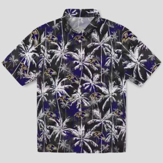 NFL Baltimore Ravens Purple Black Hawaiian Shirt with Palm Pattern Design
