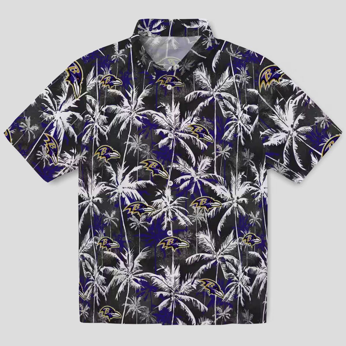 NFL Baltimore Ravens Purple Black Hawaiian Shirt with Palm Pattern Design