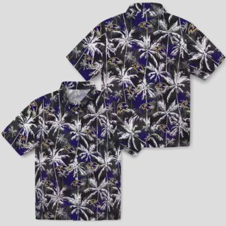 NFL Baltimore Ravens Purple Black Hawaiian Shirt with Palm Pattern Design