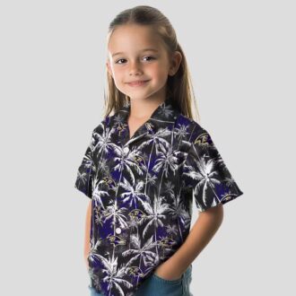 NFL Baltimore Ravens Purple Black Hawaiian Shirt with Palm Pattern Design