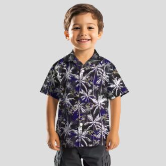 NFL Baltimore Ravens Purple Black Hawaiian Shirt with Palm Pattern Design