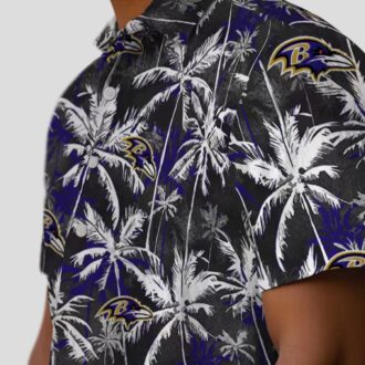 NFL Baltimore Ravens Purple Black Hawaiian Shirt with Palm Pattern Design