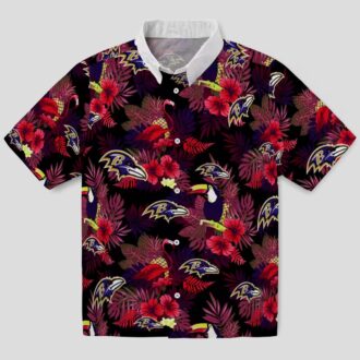 NFL Ravens Hawaiian Shirt – Red & Purple Floral Toucan Design