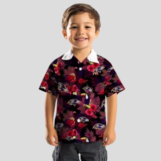 NFL Ravens Hawaiian Shirt – Red & Purple Floral Toucan Design