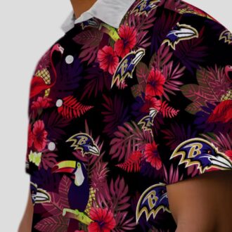 NFL Ravens Hawaiian Shirt – Red & Purple Floral Toucan Design
