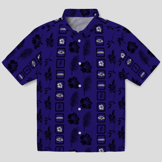 NFL Ravens Tropical Shirt – Framed Floral Purple Aloha Style