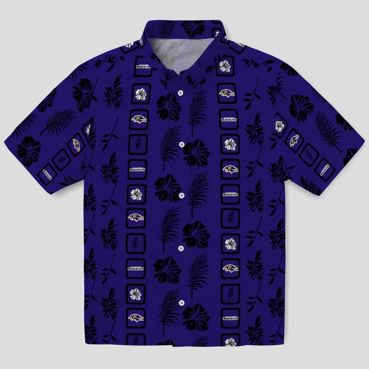 NFL Ravens Tropical Shirt – Framed Floral Purple Aloha Style