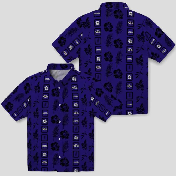 NFL Ravens Tropical Shirt – Framed Floral Purple Aloha Style