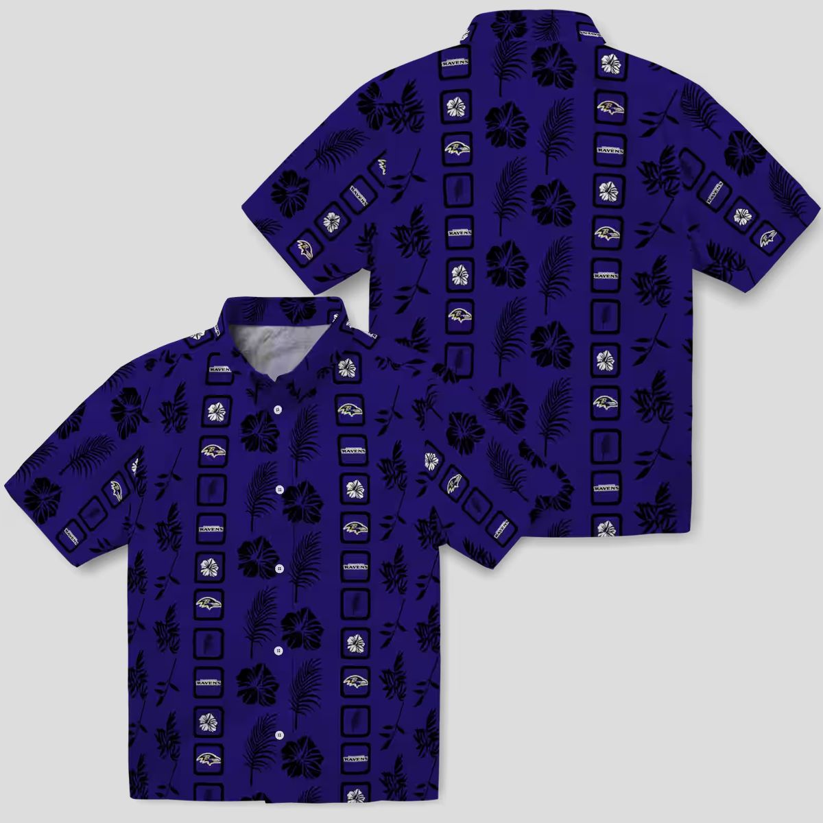 NFL Ravens Tropical Shirt – Framed Floral Purple Aloha Style