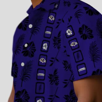 NFL Ravens Tropical Shirt – Framed Floral Purple Aloha Style
