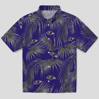 NFL Ravens Tropical Purple Hawaiian Shirt – Leafy Palm Print Aloha Style
