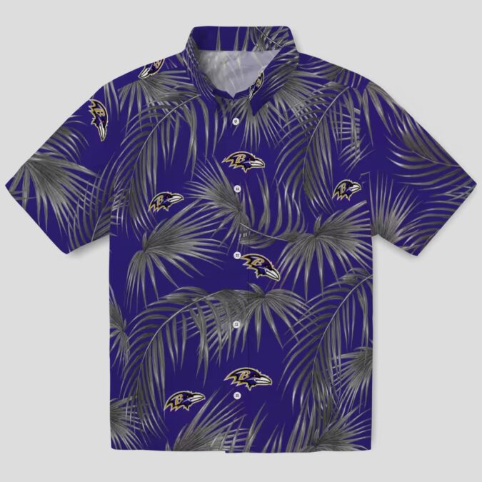 NFL Ravens Tropical Purple Hawaiian Shirt – Leafy Palm Print Aloha Style