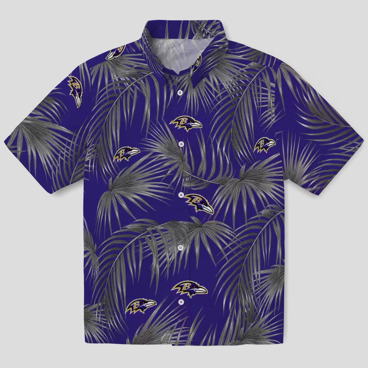 NFL Ravens Tropical Purple Hawaiian Shirt – Leafy Palm Print Aloha Style