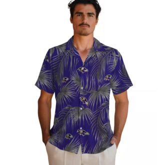 NFL Ravens Tropical Purple Hawaiian Shirt – Leafy Palm Print Aloha Style