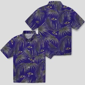 NFL Ravens Tropical Purple Hawaiian Shirt – Leafy Palm Print Aloha Style