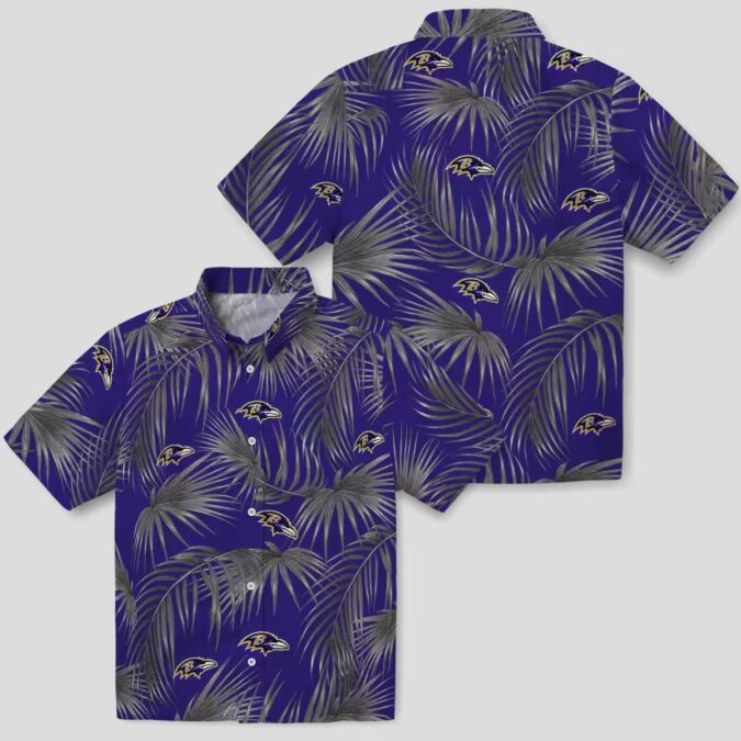 NFL Ravens Tropical Purple Hawaiian Shirt – Leafy Palm Print Aloha Style
