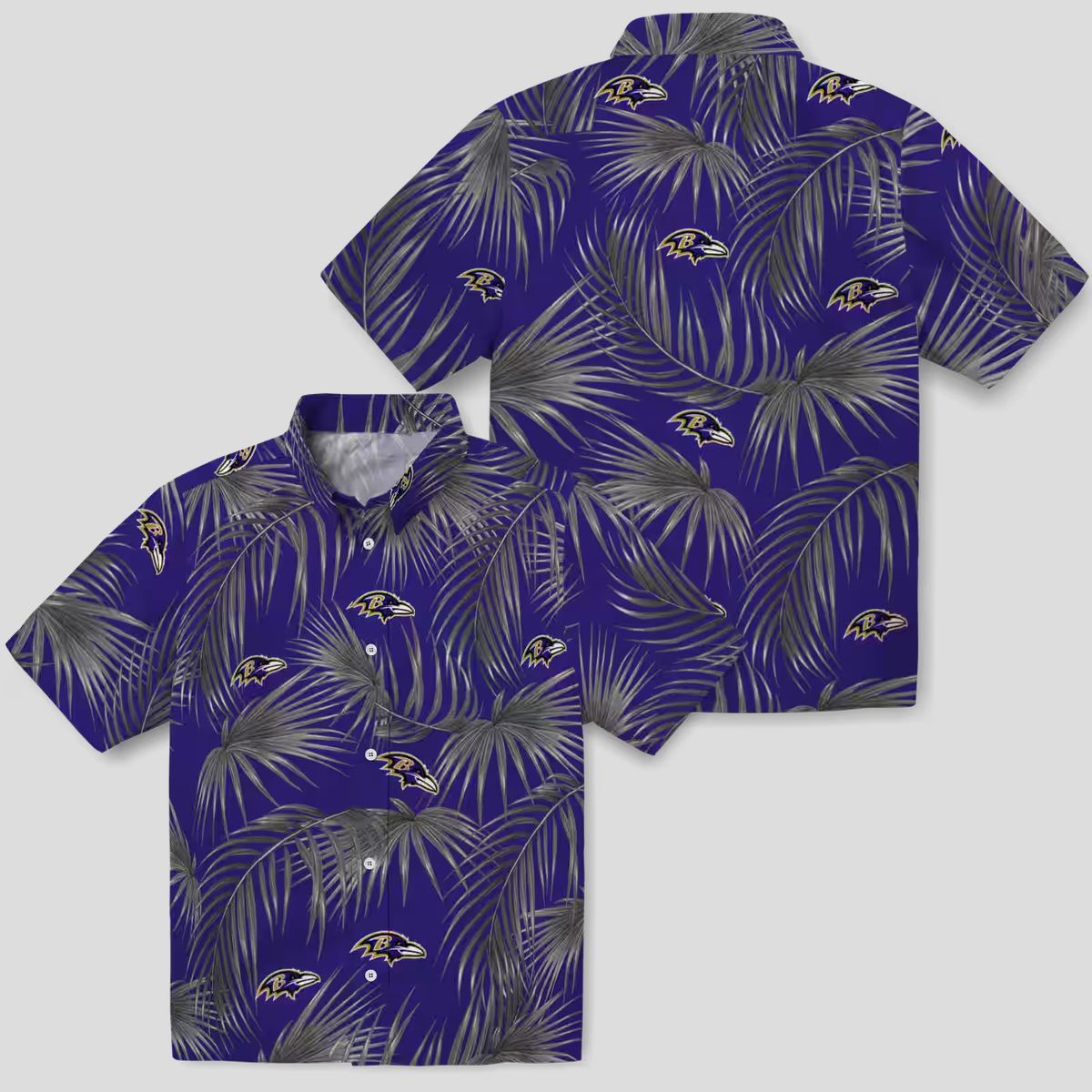 NFL Ravens Tropical Purple Hawaiian Shirt – Leafy Palm Print Aloha Style