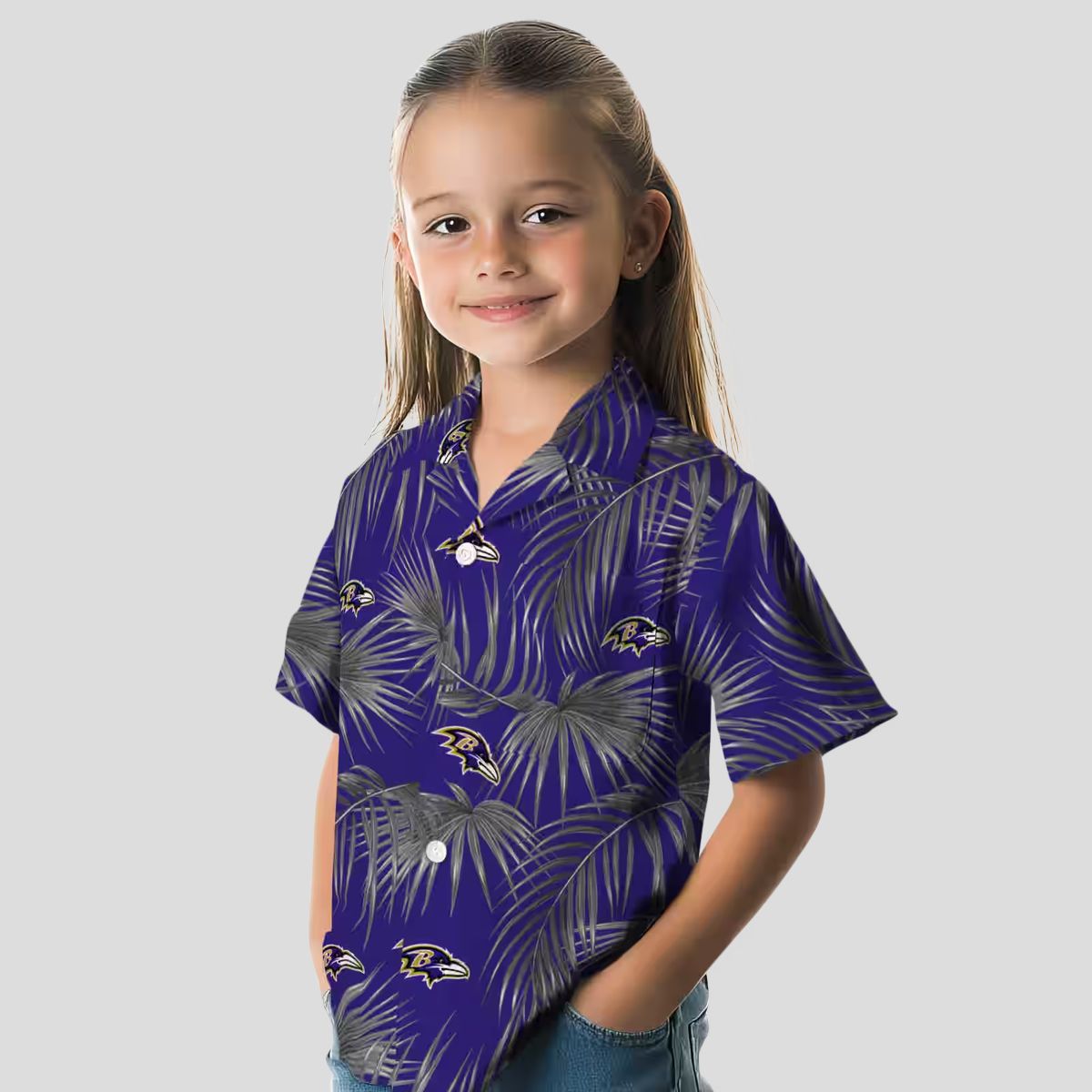 NFL Ravens Tropical Purple Hawaiian Shirt – Leafy Palm Print Aloha Style