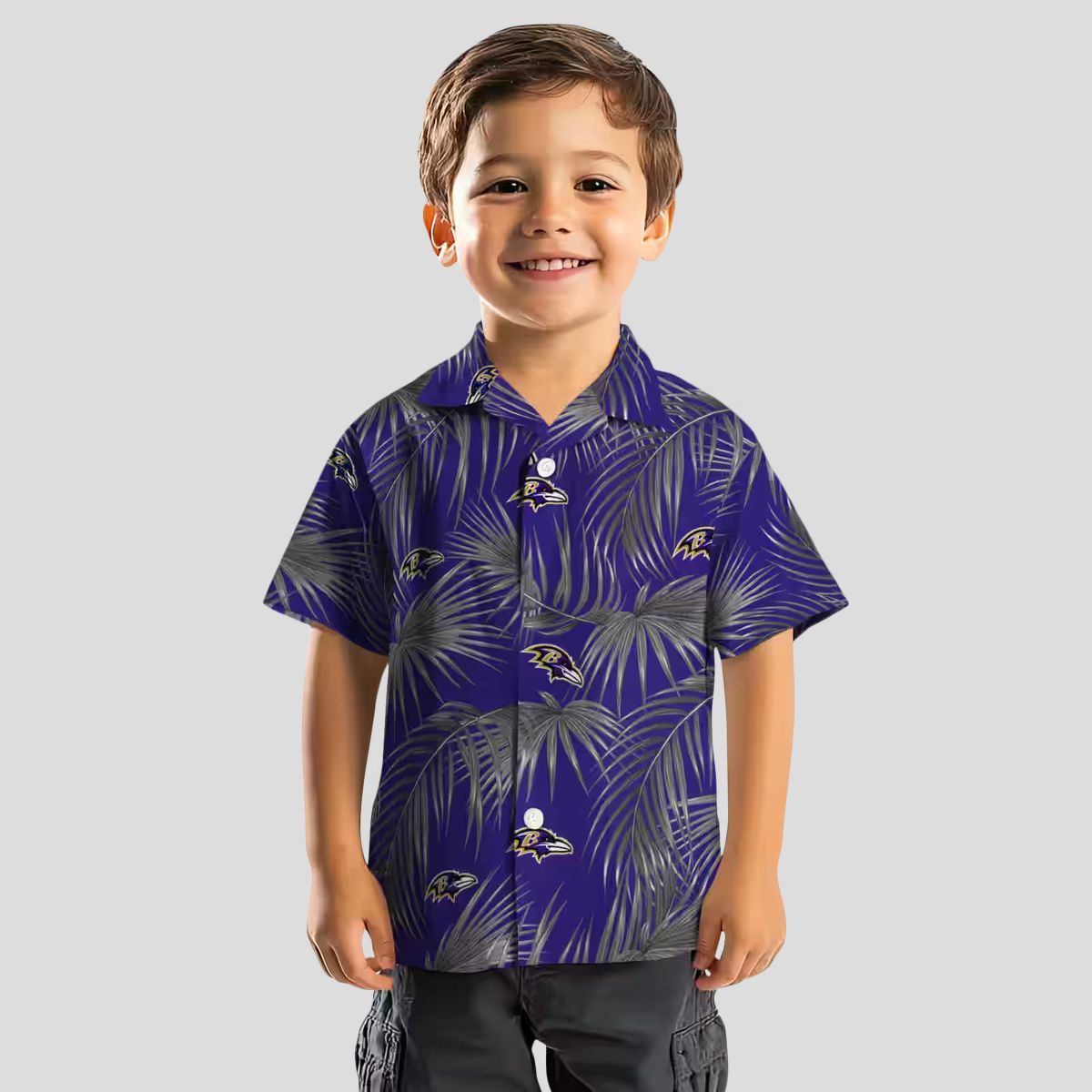 NFL Ravens Tropical Purple Hawaiian Shirt – Leafy Palm Print Aloha Style