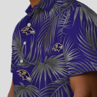 NFL Ravens Tropical Purple Hawaiian Shirt – Leafy Palm Print Aloha Style