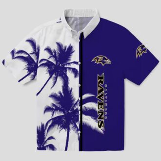 Palm Trees Pattern Baltimore Ravens Purple White Hawaiian Shirt