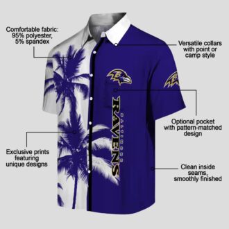 Palm Trees Pattern Baltimore Ravens Purple White Hawaiian Shirt