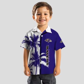Palm Trees Pattern Baltimore Ravens Purple White Hawaiian Shirt