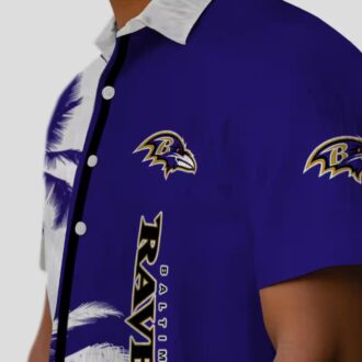 Palm Trees Pattern Baltimore Ravens Purple White Hawaiian Shirt