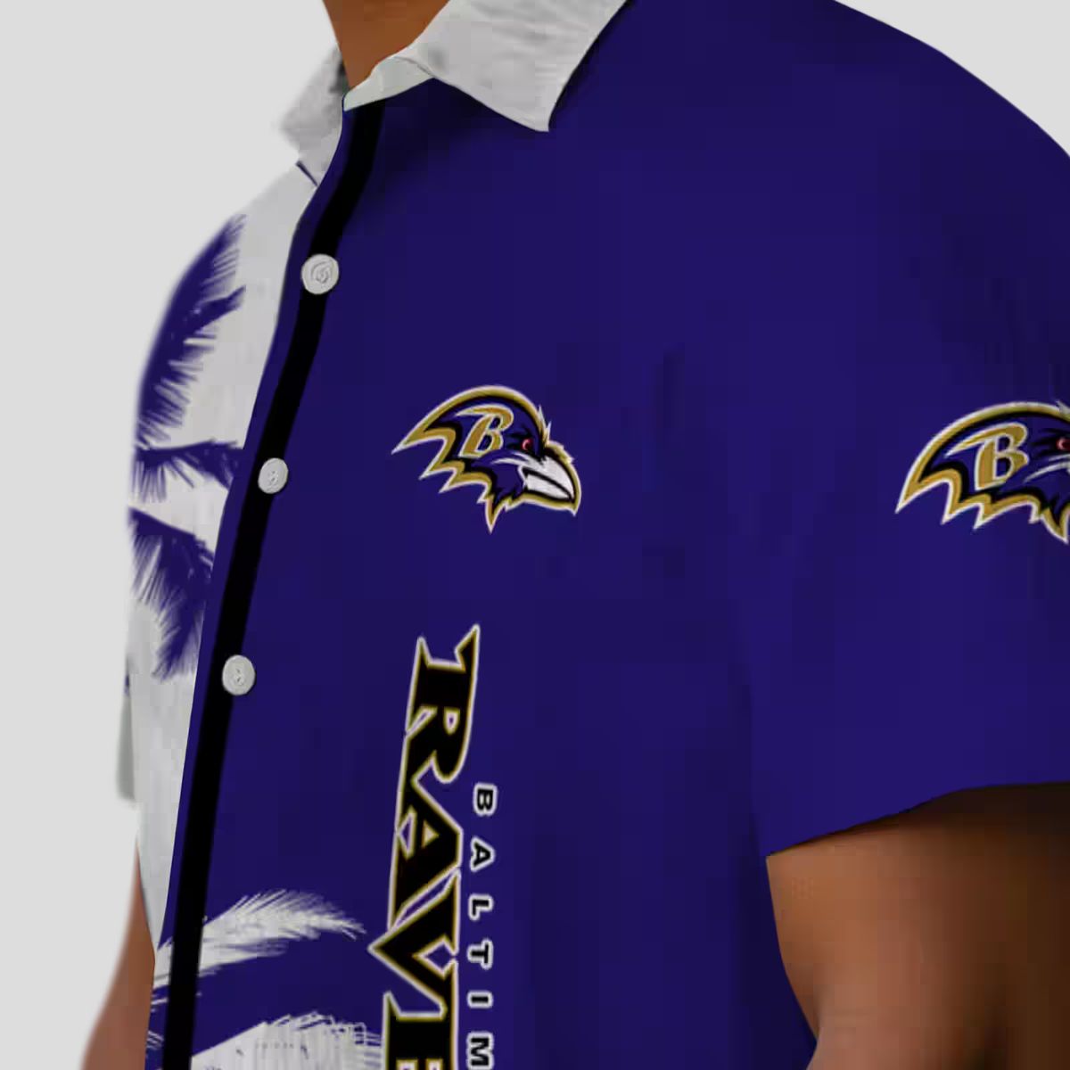 Palm Trees Pattern Baltimore Ravens Purple White Hawaiian Shirt