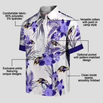 Patriotic Hibiscus Baltimore Ravens Purple White Hawaiian Shirt