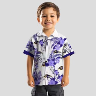 Patriotic Hibiscus Baltimore Ravens Purple White Hawaiian Shirt