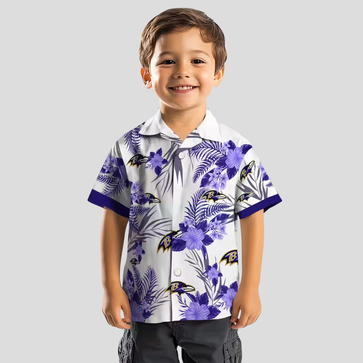 Patriotic Hibiscus Baltimore Ravens Purple White Hawaiian Shirt